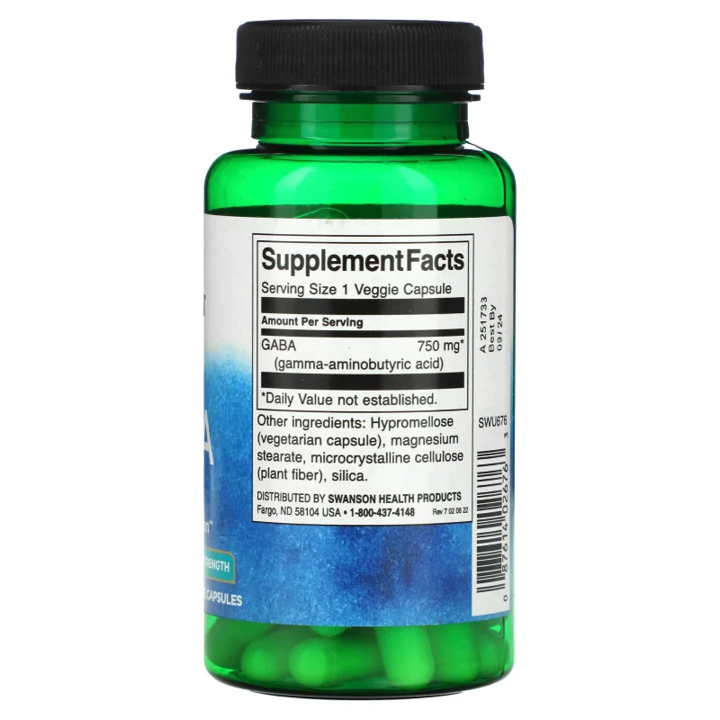 Gaba Max Strength-750mg-60 kapsler-SWANSON - Bilde 2