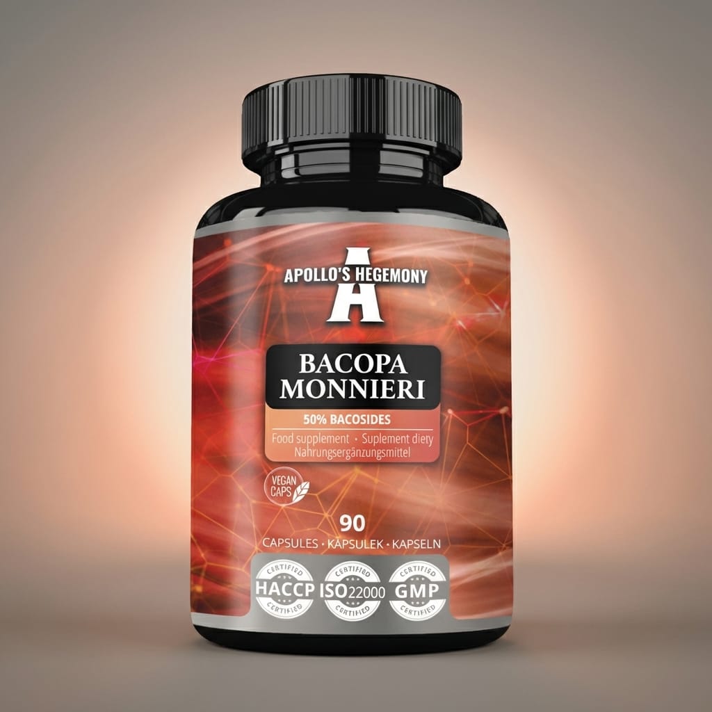 Bacopa monnieri 500 mg kapsler fra Apollo's Hegemony – boks med 90 veganske kapsler