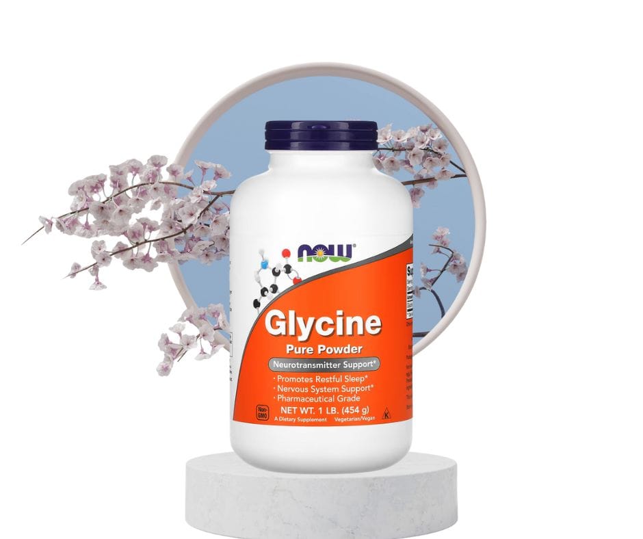 NOW Foods Glycine Pure Powder 454 g – hvit beholder med oransje etikett