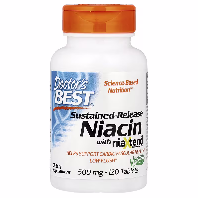 Doctor’s Best Niacin 500 mg – depotformulert nikotinsyre – 120 tabletter