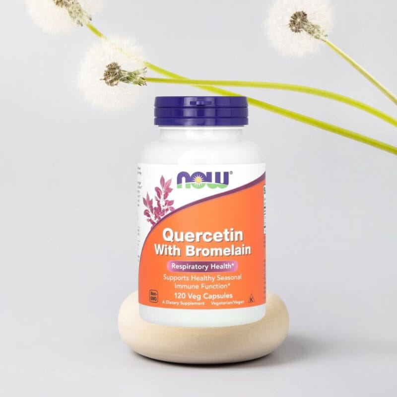 NOW Quercetin with Bromelain – frontetikett, 120 veg kapsler