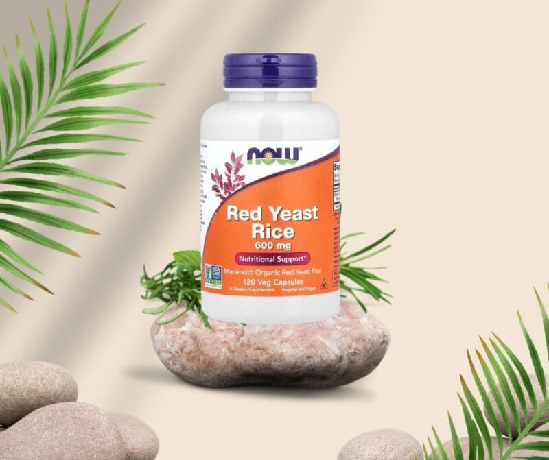 NOW Foods Rødgjæret ris 600 mg – 120 vegkapsler (forside)