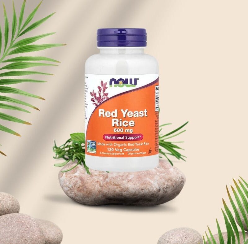 NOW Foods Rødgjæret ris 600 mg – 120 vegkapsler (forside)