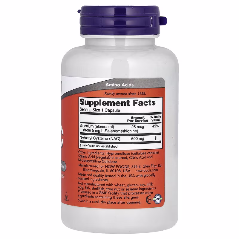 N-acetylcystein 600 mg – supplement facts