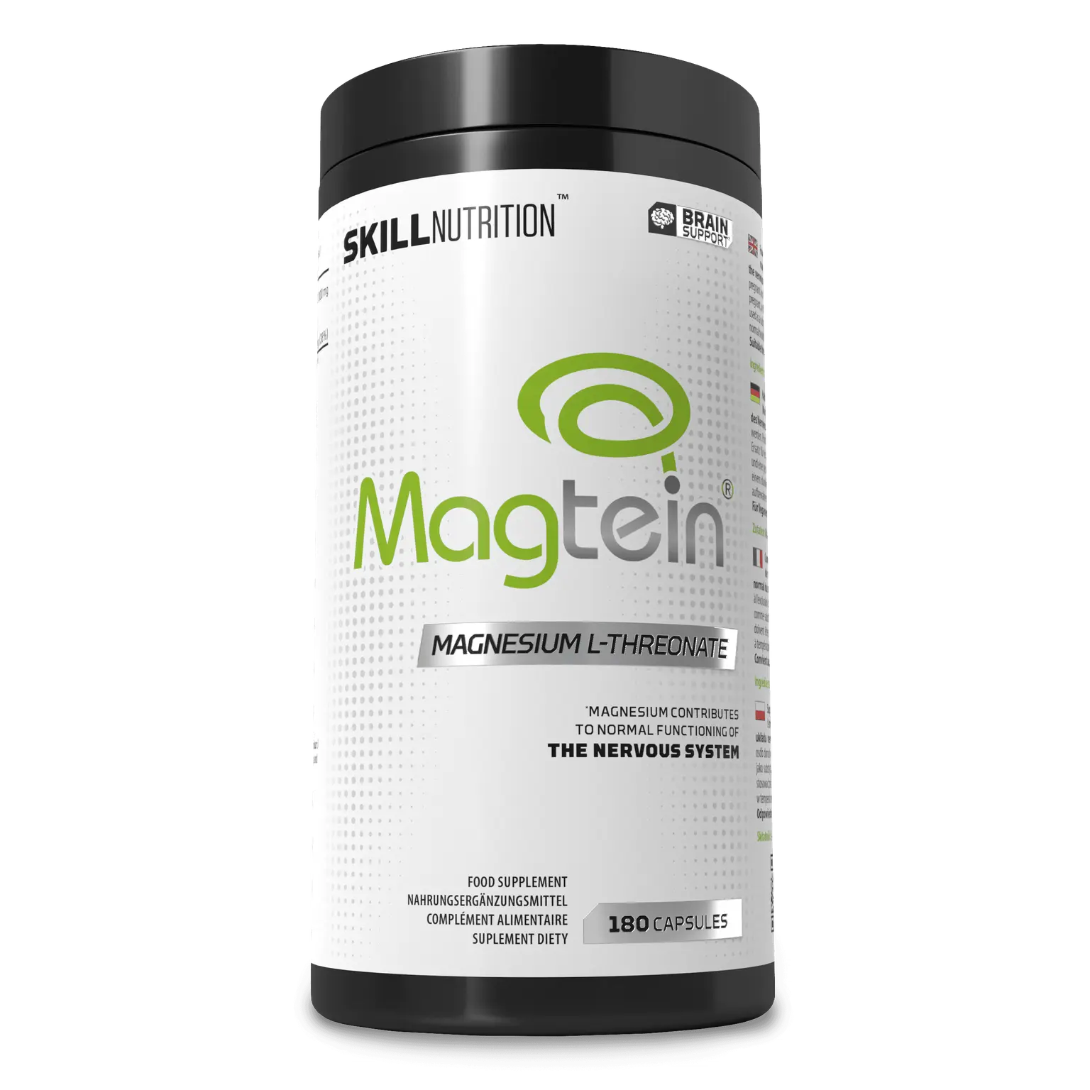 Magnesium L-treonat Magtein – kosttilskudd fra Skill Nutrition 180 kapsler