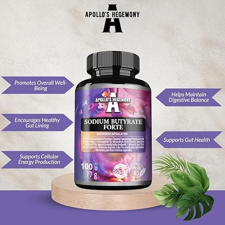 Nærbilde av veganske kapsler og tekstur av natriumbutyrat