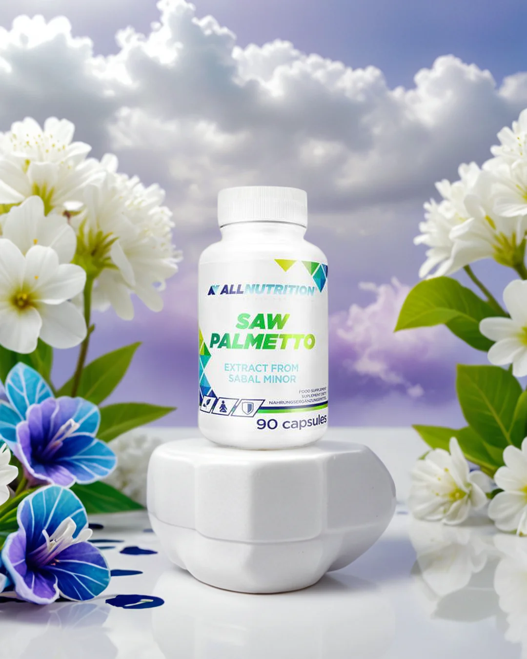 Nærbilde av saw palmetto kapsler fra ALLNUTRITION
