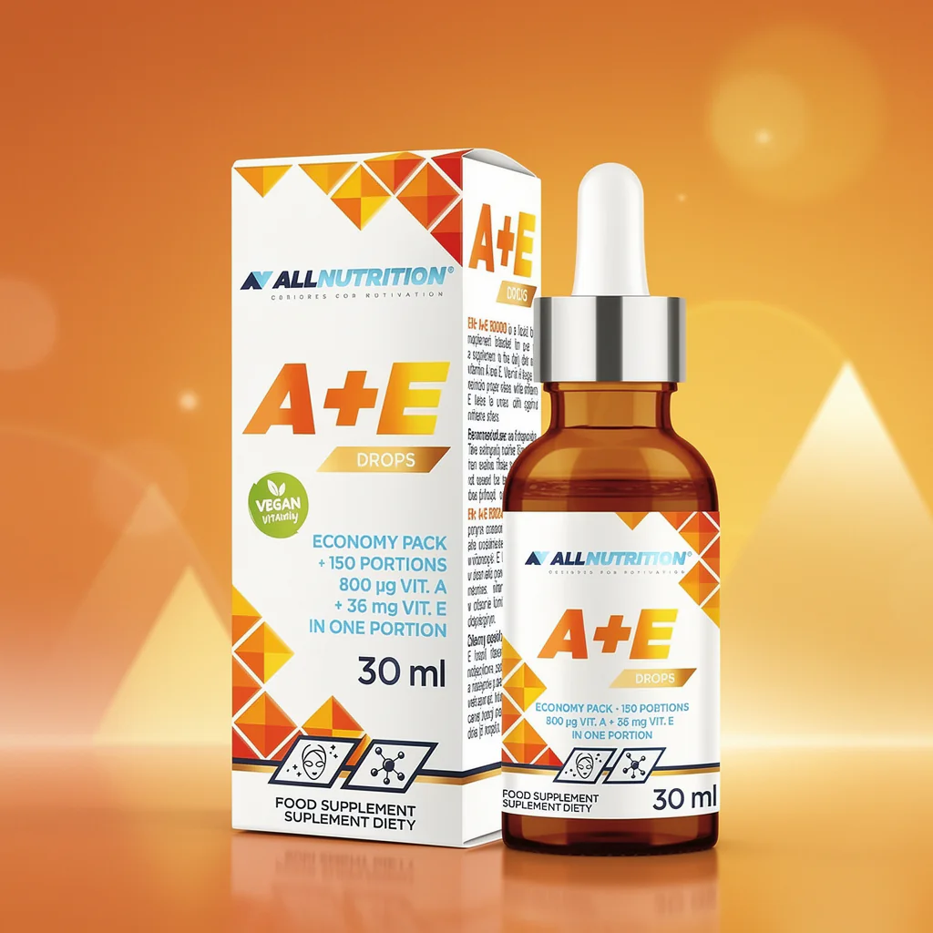 ALLNUTRITION A+E Drops 30ml flaske med pipette – flytende vitamin A og E dråper for hud og syn.